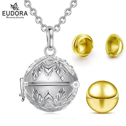 Eudora Urne Einäscherung Anhänger 18mm Lotus geöffnet Käfig Medaillon Asche Halter Andenken Kapsel Halskette Glockenspiel Ball DIY feinen Schmuck k408