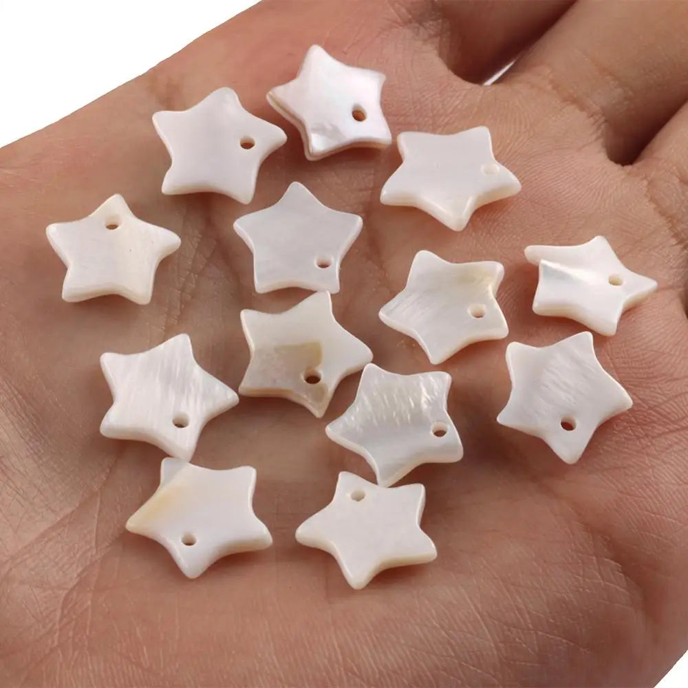 Weißer Stern, rund, Perlmutt-Muschel-Charms, natürliche Muschel-Halsketten-Anhänger für Schmuckherstellung, DIY-Ohrring-Zubehör, 30 Stück