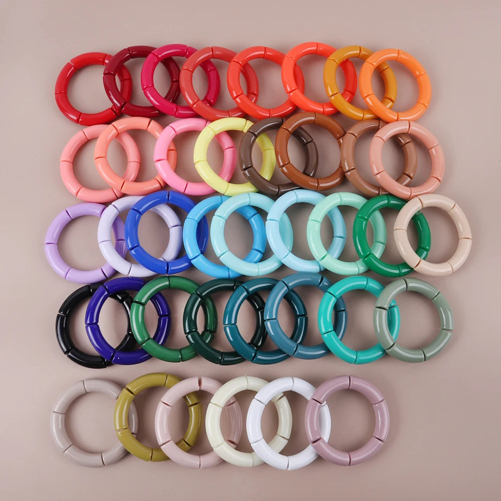 Vintage Chunky Bamboo Elbow Acrylic Bracelets for Women Men Rock Punk Stretch Large Curved Tube Stacking Bangle Couple Jewelry Gifts