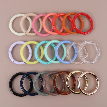 Vintage Chunky Bamboo Elbow Acrylic Bracelets for Women Men Rock Punk Stretch Large Curved Tube Stacking Bangle Couple Jewelry Gifts