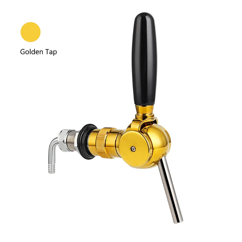 Goldener belgischer Bierhahn, G5/8-Gewindeschaft und Fass Flowing Control Ball Home Brewing Silver Draft Beer Tap Bier Soda Kit
