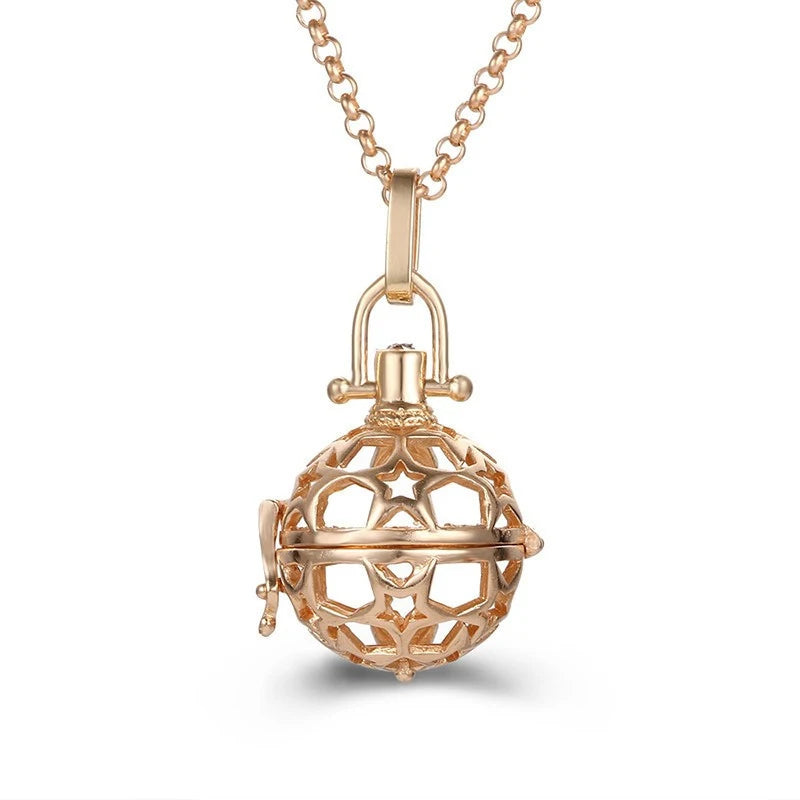 2020 beliebte Multi-Stile hohle Vintage-Halskette Schmuck Musik Ball Schwangerschaft Glocke Halskette Aroma ätherisches Öl Medaillon Anhänger
