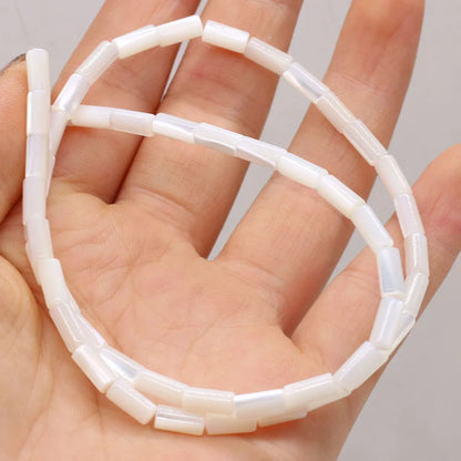 Natürliche zylindrische Muschelperlen Perlmutt Muschel lose Isolationsperlen für Schmuckherstellung DIY Armband Halskette Strang 14''