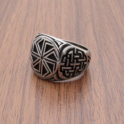 Punk Edelstahl Silber Farbe Kolovrat Slavic Symbol des Sonnenrings atember aubende Verzierung einzigartigen heidnischen Schmuck