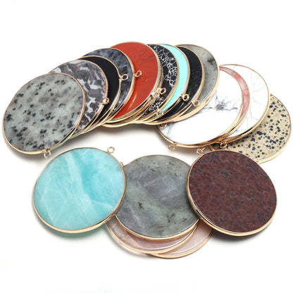 Natürliche Stein Achate Anhänger Disc Form Quarz Kristall Charms Anhänger Für DIY Schmuck Machen Halskette Zubehör Größe 50x55mm