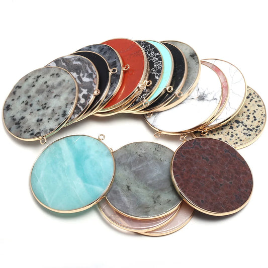 Natürliche Stein Achate Anhänger Disc Form Quarz Kristall Charms Anhänger Für DIY Schmuck Machen Halskette Zubehör Größe 50x55mm