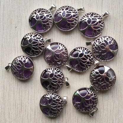 Großhandel 12 teile/los mode naturstein legierung baum des lebens mix Anhänger für halsketten schmuck zubehör machen schnelle versand