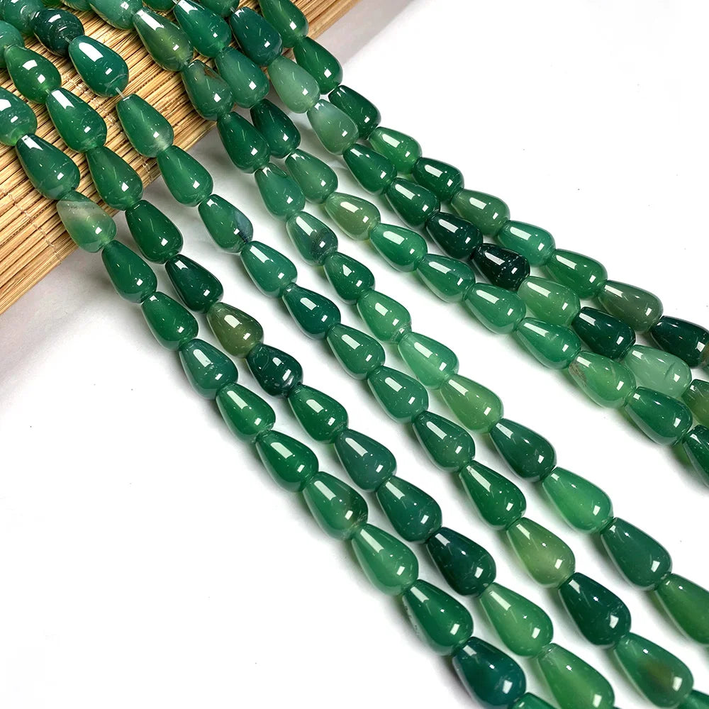 33 teile/los Natürliche Achate Perlen Runde Wasser Tropfen Form Lose Perlen für Die DIY Halskette Armbänder Länge 40cm Größe 8x12mm