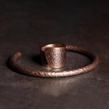 Schmuck Sets Manschette Solide Kupfer Armband Rustikalen Metall Oxidiert Punk Armreif Viking Handgemachten schmuck Unisex Paar Zubehör