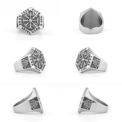 Nordic Viking Edelstahl Ring Anker Kompass Baum des Lebens Viking Rune Wolf Männer und Frauen Ring Schmuck Fabrik Großhandel