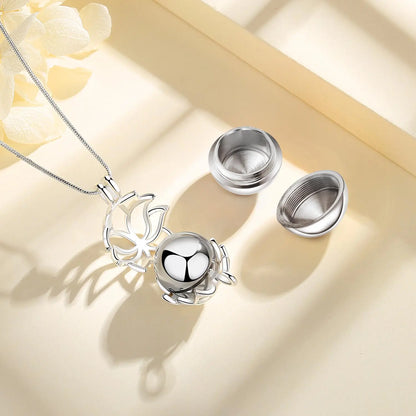 EUDORA Urnen-Anhänger, 14 mm, Lotusblüten-Käfig, Medaillon, Aschebehälter, Andenkenkapsel, Halskette, Hohlkugel, DIY-Schmuck, k332n14