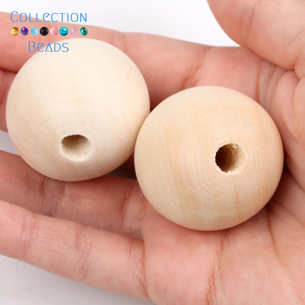4-50mm 1-1000 Stück natürliche Holzperlen runde Abstandshalter Holzperle bleifreie Kugeln Charms DIY für Schmuckherstellung handgefertigte Accessoires