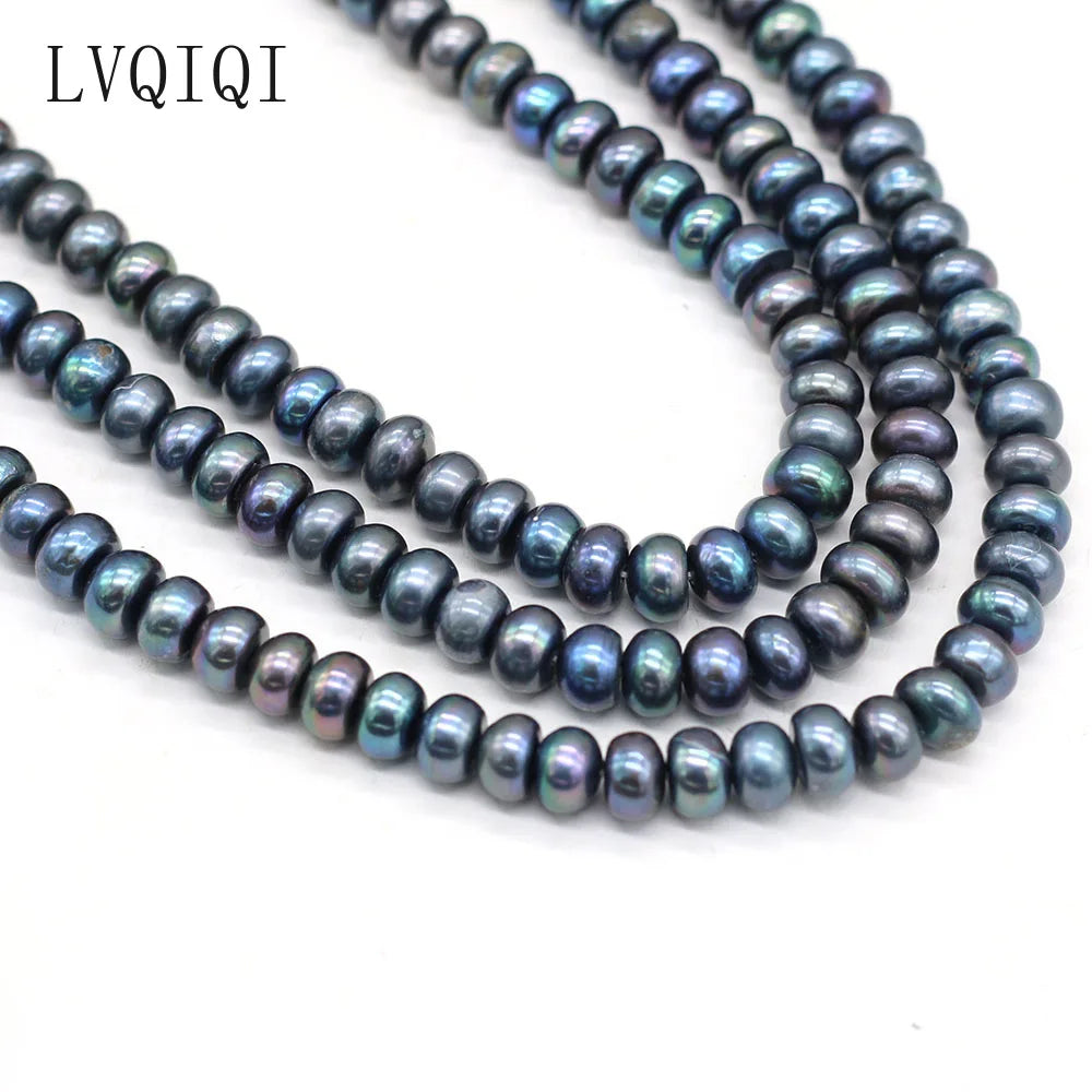 LVQIQI Natürliche Süßwasser Perle Oblate Schwarz Perlen Lose Perlen Für Schmuck Machen DIY Charm Armband Halskette Ohrring Zubehör