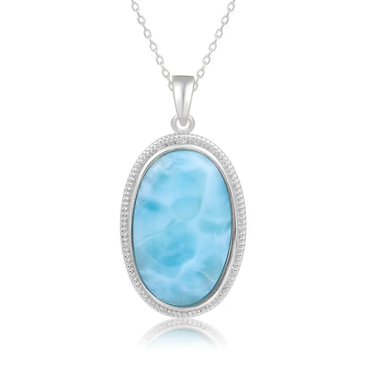 925 Sterling Silber Schmuck Geschenke Klassische Anhänger Halskette Natürliche Edel Larimar Retro Frau Oval Charme Rhodium Überzogene Gold