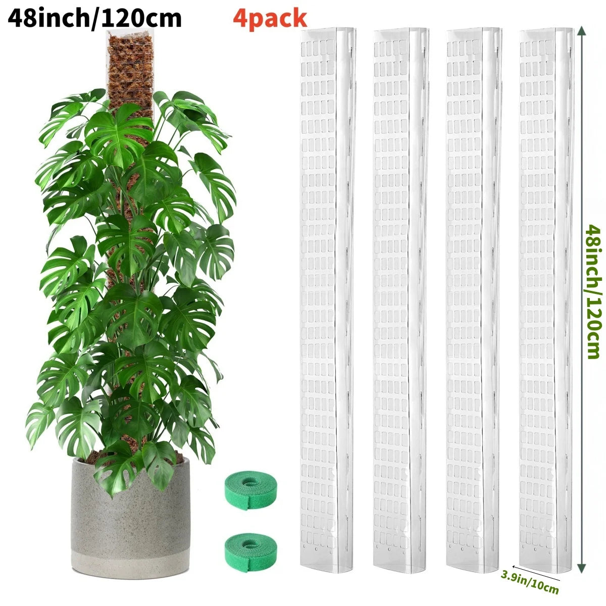 Kunststoff-Moosstange für Pflanzen Monstera, 24 Zoll/36 Zoll/48 Zoll Pflanzenstangen für Kletterpflanzen, Unterstützung für Zimmerpflanzen, Gartenwachstumspfahl