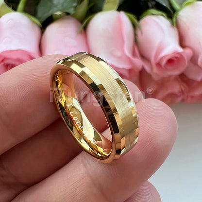 iTungsten 6mm 8mm Wolframkarbid-Fingerring für Herren und Damen, Verlobung, Ehering, Modeschmuck, I Love You, graviert, bequeme Passform