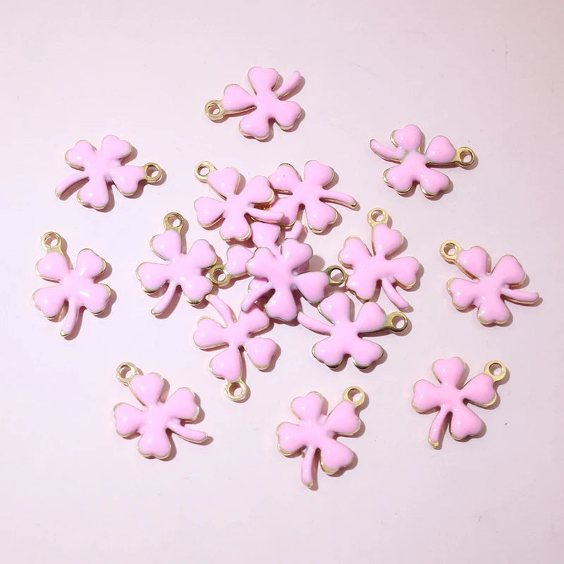20 Stück 13x10mm Edelstahl Emaille Klee Blume Charms Anhänger Edelstahl DIY Schmuck Herstellung Zubehör Ergebnisse