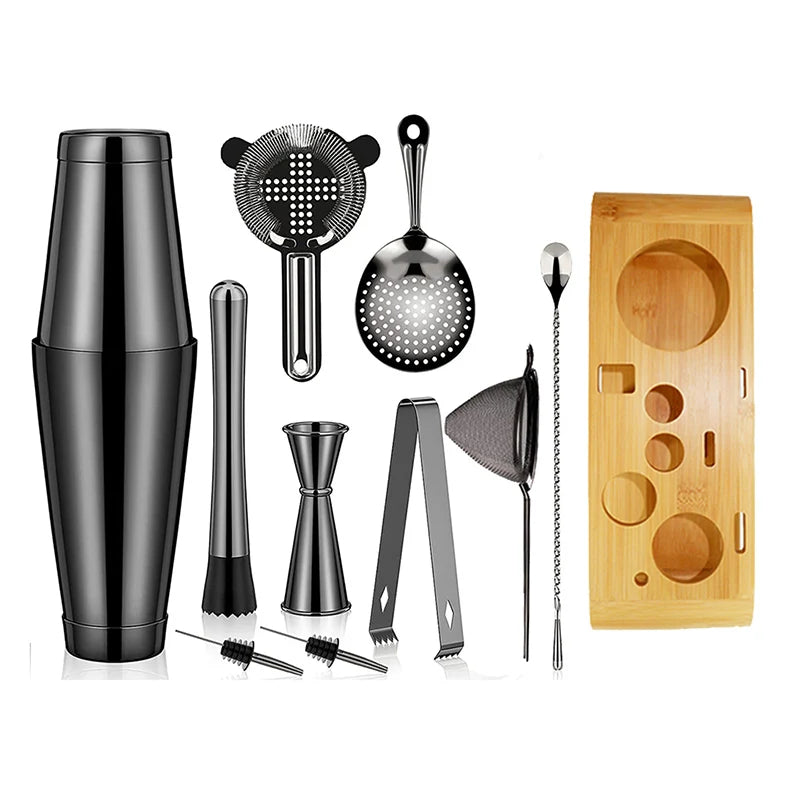 Cocktail Shaker Bar Set: 2 Gewichteten Boston Shaker, Cocktail Sieb Set,Jigger,Muddler und Löffel, eis Tong und 2 Flasche Ausgießer