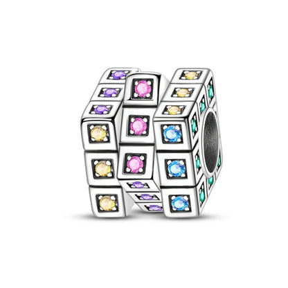 Funkelnde 925er-Sterlingsilber-Charm mit buntem Zirkon, festen Clip-Perlen und Engel-Anhänger, passend für Armbänder und Halsketten, exquisite Geschenke