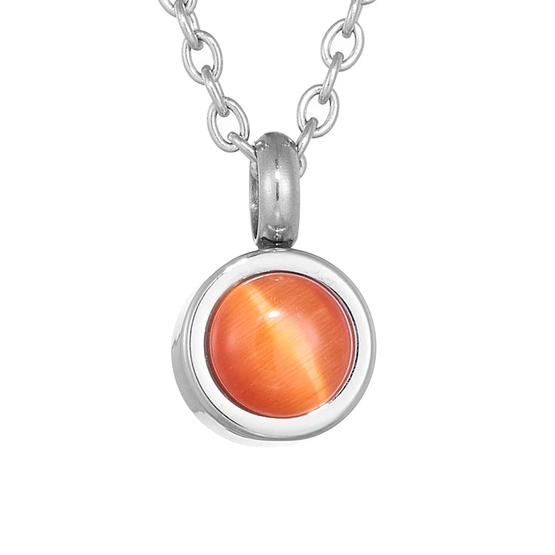Halskette mit Geburtsstein-Anhänger aus Edelstahl – Schmuck für Asche der Feuerbestattung mit bunten Edelsteinen, Andenken-Gedenkstätte für menschliche Asche