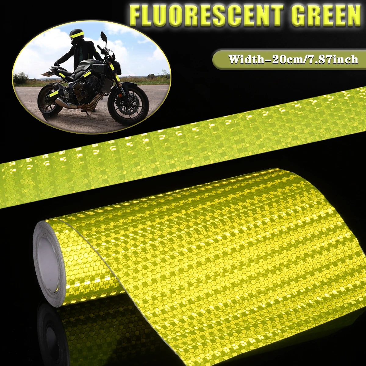 20 cm einfarbiges, reflektierendes Klebeband mit hoher Helligkeit, selbstklebender PVC-Sicherheitsschutz für LKWs, Autos, Baustellen