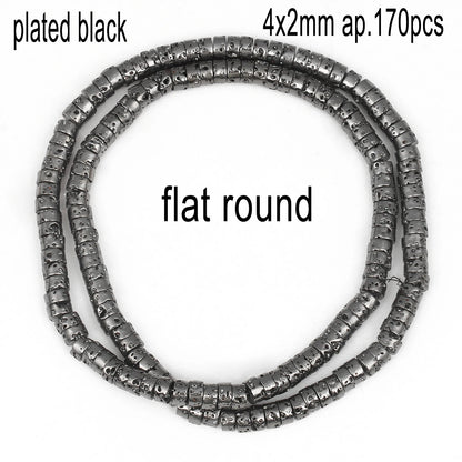 Schwarze vulkanische Lavagesteinperlen, Mineralperlen, Charms, Rohrwürfel, runde geometrische Formperlen für Schmuckherstellung, DIY-Armband