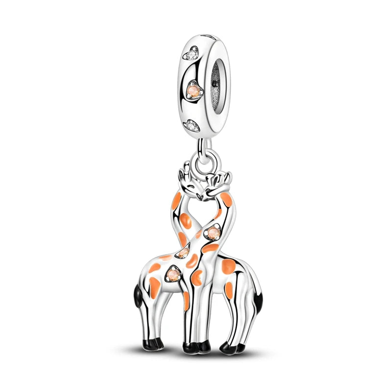Kürbishaus-Perlen und Kuchen-Donut-Herzform aus 925er-Sterlingsilber, dreifach baumelnder Charm, passend für Armbänder, goldene orangefarbene Anhänger-Geschenke