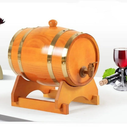 JUSTINLAU 1,5/3 l Weinfass-Whiskyfass aus Holz mit Ständer, Bunge und Zapfen, Whiskyfassspender zur Aufbewahrung von Cocktailfassen