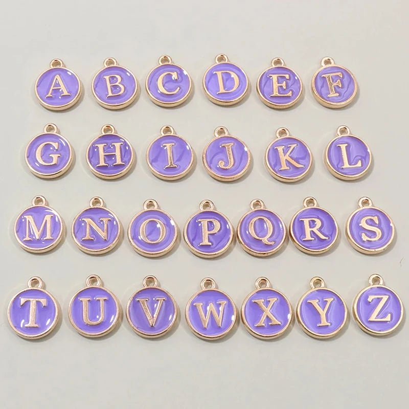 26 Stück 12x14mm A-Z Buchstaben Charms Emaille Alphabet Initial Letter Charms Anhänger Handgemachtes DIY Armband Schmuck Herstellung Zubehör