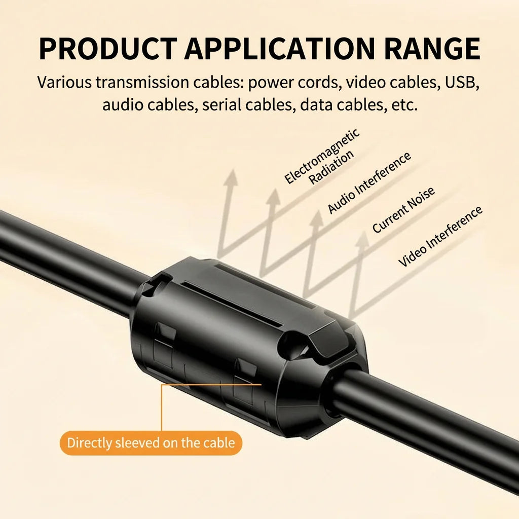DIVEDEER Clip-on Magnetringfilter, abnehmbarer EMI-Unterdrücker, Datenkabel-Anti-Interferenz- und elektromagnetische Abschirmung
