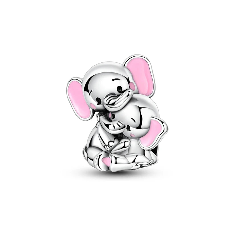 Heißer Verkauf 925er Sterlingsilber, bunter und funkelnder Elefant, baumelnder Charm für Armband, schöner Schmuck, Accessoires, Geschenke