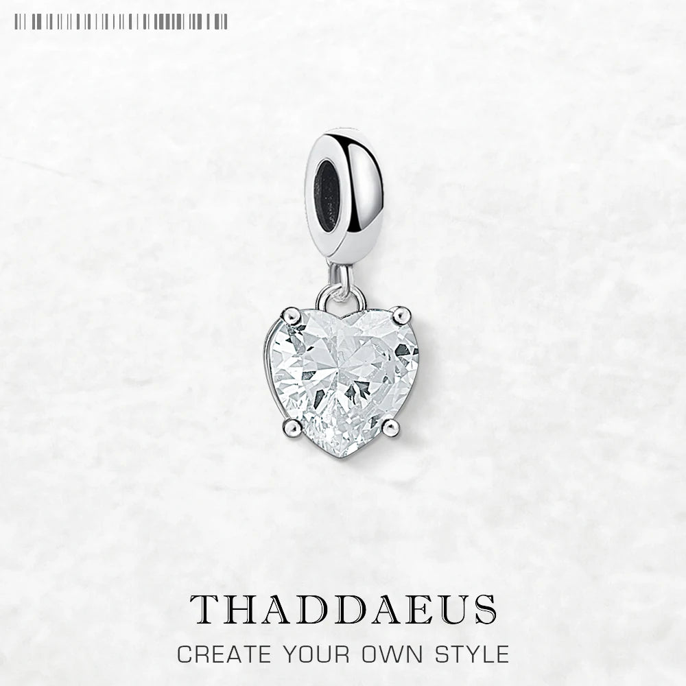 Heißer Modeschmuck, weißer Zirkon-Herz-Anhänger, baumelnder Charme, reines 925er-Sterlingsilber, romantisches Geschenk für Frauen