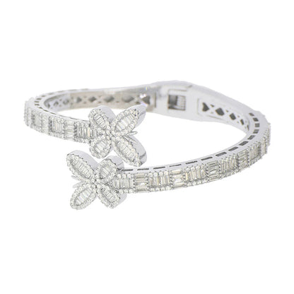 Neue Iced Out Bling Schmetterling Herz Armband Silber Farbe CZ Zirkon Oval Charme Geöffnet Armreif Für Männer Frauen Hiphop Luxus schmuck