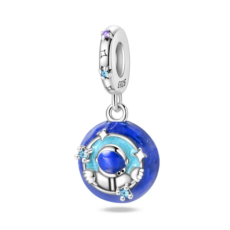 Heißer Verkauf 925er Sterlingsilber Raumschiff-Perlen und Kosmonauten-Anhänger, passend für exquisite Armbänder, schöne Schmuck-Accessoires, Geschenke