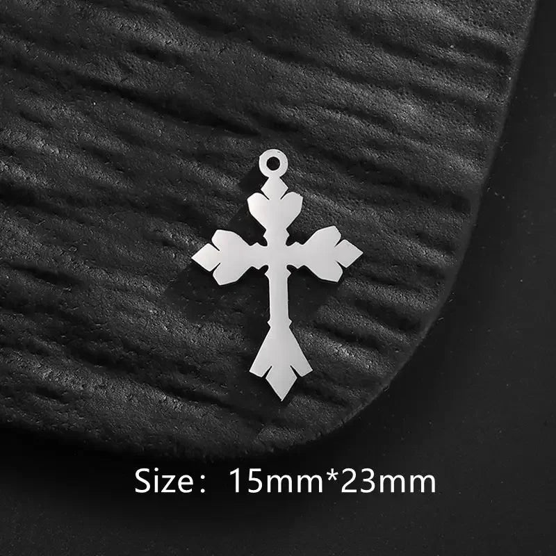 10 Stück/Lot Neue Edelstahl-Kreuzanhänger für Schmuckherstellung Kreuz-Schmuckherstellungs-Charms Zubehör