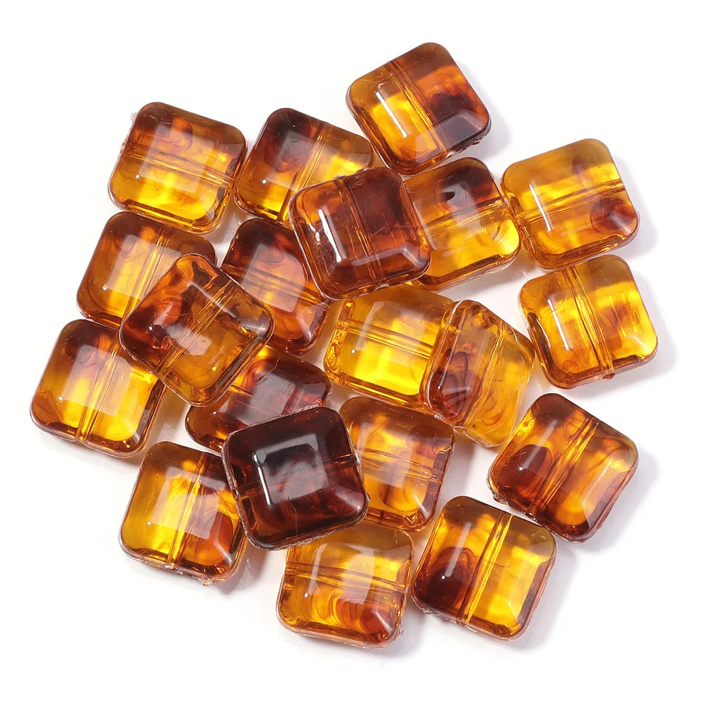 10–100 Stück quadratische Herzröhre, rund, bernsteinfarben, Acryl, lose Abstandshalter, Perlen für DIY-Schmuckherstellung, Armband, Anhänger, Zubehör