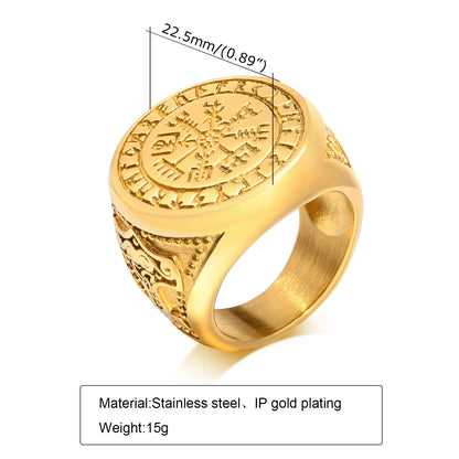 Coole Punk-Vintage-Natursteinringe für Männer, geometrische Siegelringe aus Edelstahl, stilvoller Retro-Ethno-Fingerschmuck als Geschenk