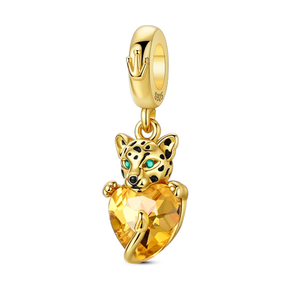 Gold-Serie, DIY-Charms, Original-Charms aus 925er-Sterlingsilber mit eingelegtem Zirkonium, Sonnen- und Leoparden-Anhänger, passend für Armbänder, Schmuck, Geschenkmarkierung
