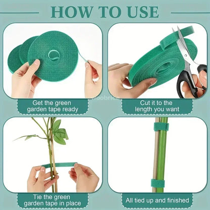 Selbstklebender Nylon-Kabelbinder für Pflanzen, grün, verstellbare Pflanzen, Hakenschlaufenunterstützung, Gartenschnur, Verband, wiederverwendbare Verschluss-Klebebandstreifen
