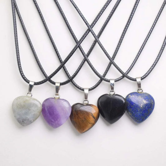 Natürliche Achate Türkise Rosa Quarz Herzform Anhänger Kristall Amethysten Heilung Edelstein Halskette Frauen Charme Männer Schmuck