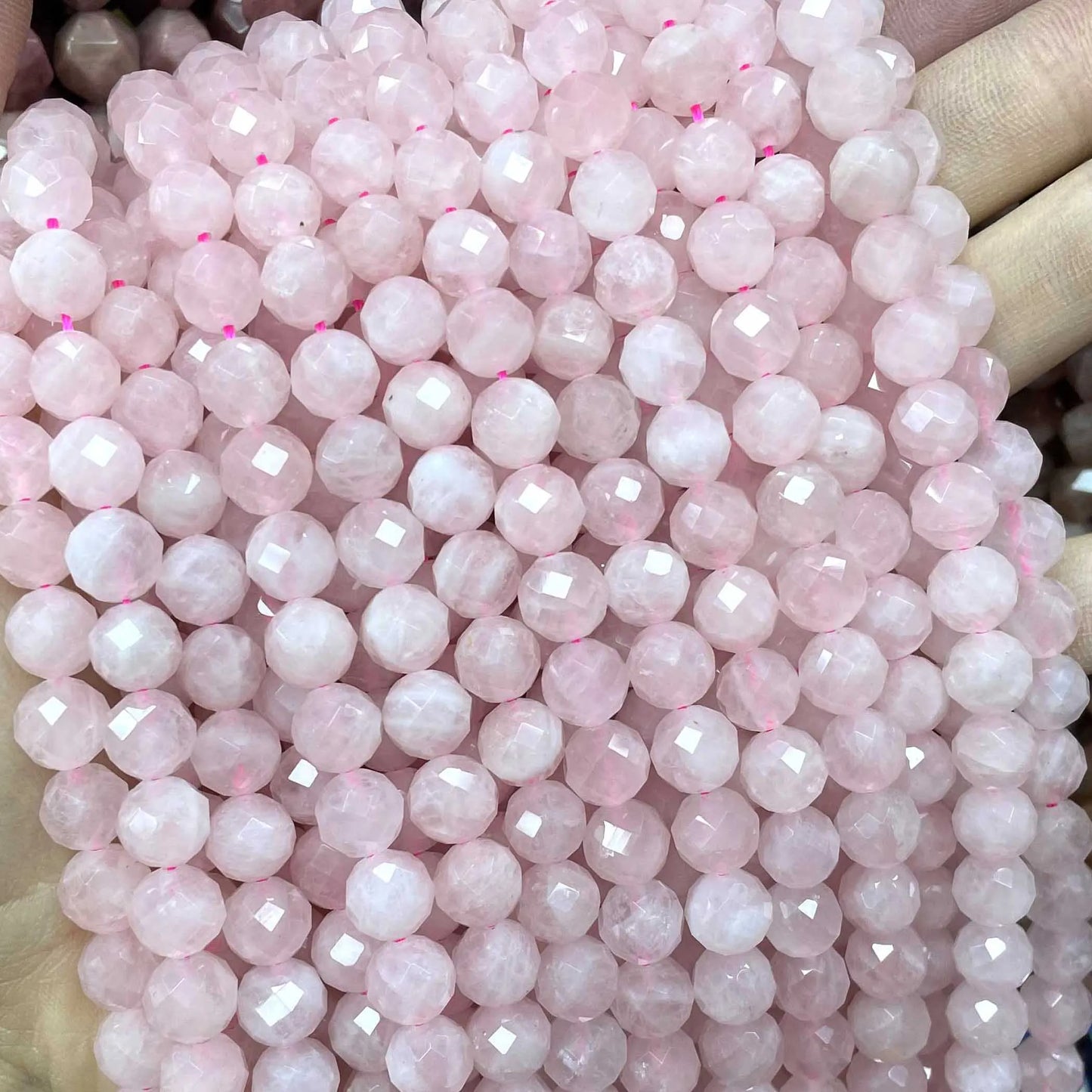 6/8/10MM Naturstein Facettiert Rosa Rosenquarz Runde Edelstein Spacer Perlen Für Schmuck Machen DIY Zubehör 7,5'' Zoll