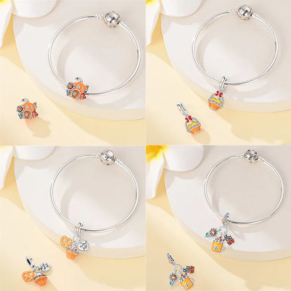 Herbst Neue 925 Sterling Silber Braun Maple Leaf Kürbis Biene Charms Bead Fit 3mm 925 Original Armbänder DIY schmuck Warmes Geschenk