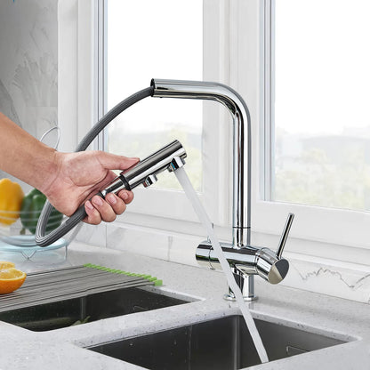 Chrom gefilterter Wasserhahn Messing Luftreiniger Küchenarmatur Doppelgriff Trinkwassergefäß Waschbecken Mischbatterie Torneira für die Küche