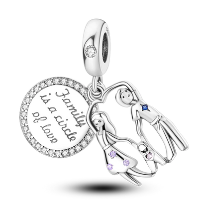 Charm-Perle aus 925er-Sterlingsilber, Mutter-Geschenk, Mutter, Liebe, glückliche Familie, baumelnd, passend für Original-Armreif, Halskette, DIY-Schmuck