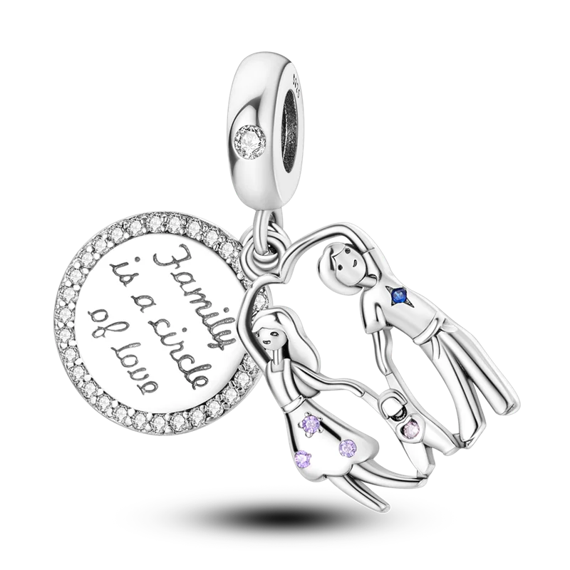 Charm-Perle aus 925er-Sterlingsilber, Mutter-Geschenk, Mutter, Liebe, glückliche Familie, baumelnd, passend für Original-Armreif, Halskette, DIY-Schmuck