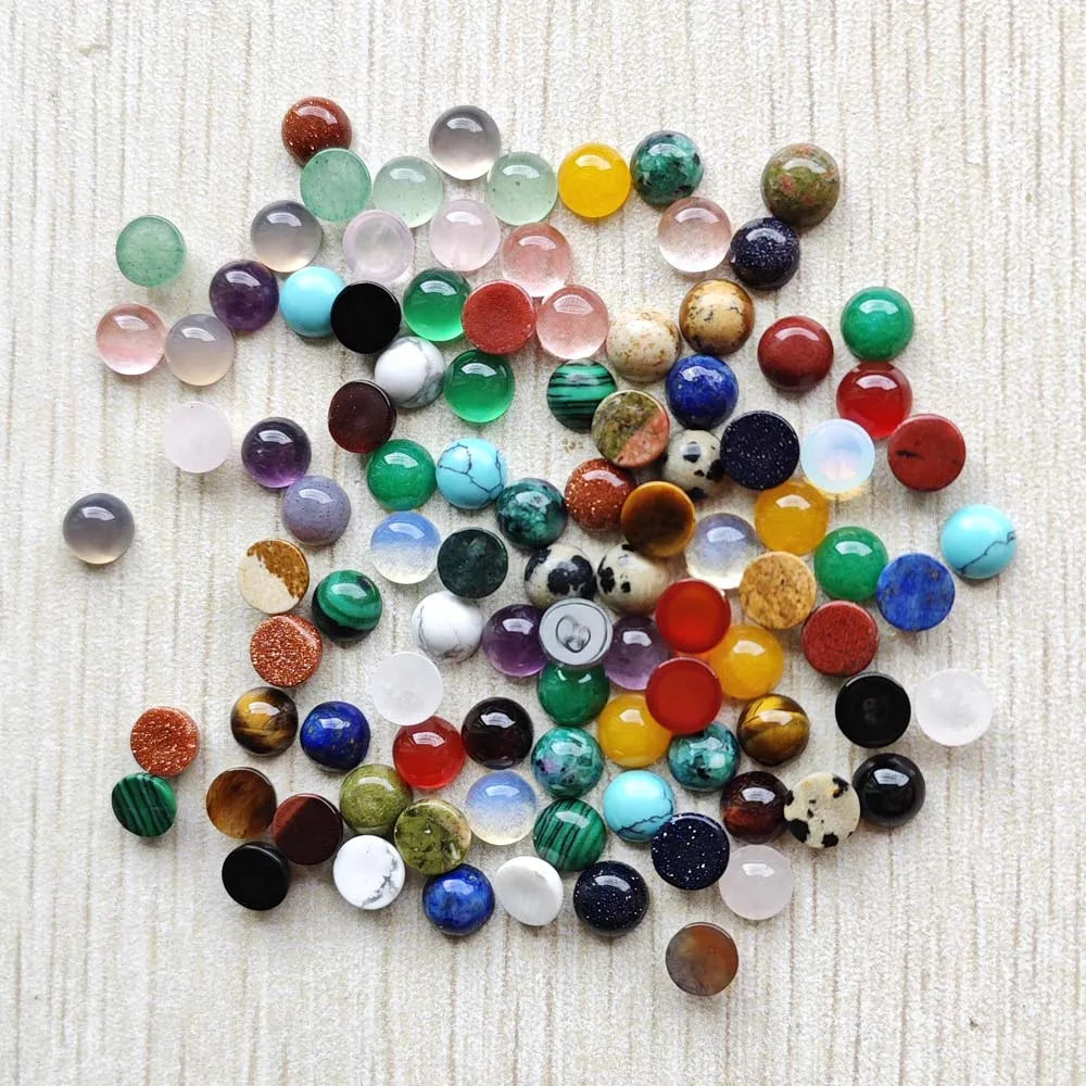 Großhandel 100 Stück Mode gute Qualität Naturstein runde Cab Cabochon Perlen 6mm für Schmuck Zubehör Herstellung