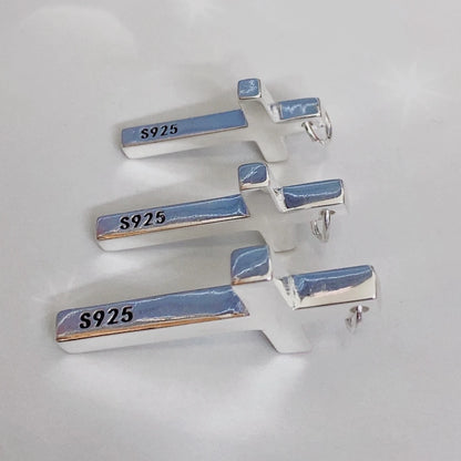 100 % massiver S925-Sterlingsilber-Kreuz-Anhänger für Männer und Frauen, glatt, hochglanzpoliert, schlichtes Design, Jesus Christus, Schmuck, Geschenk