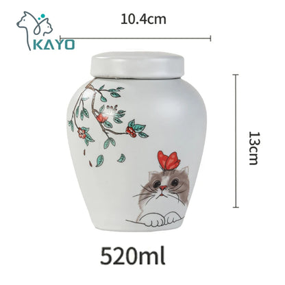500ml Haustier Urne schöne zarte feuchtigkeit beständige Zähne Bart Gedenk sammlung Katze Hund Urne mit Schriften Behälter für Haustier Asche