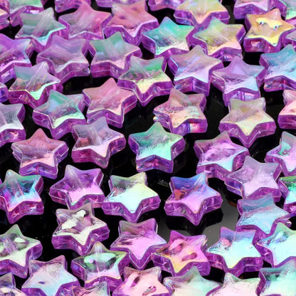 50 Stück transparente AB-Farbe, fünfzackiger Stern, Acrylperlen, lose Distanzperlen für Schmuckherstellung, DIY-Handwerk