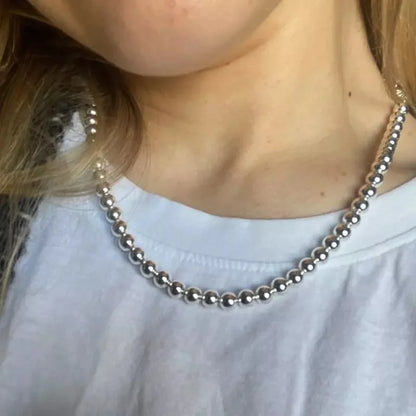 Andara 925 Sterling Silber 4 MM/6 MM/8 MM/10 MM Glatte Perlen Kugel Kette Halskette für Frauen Männer Mode Schmuck